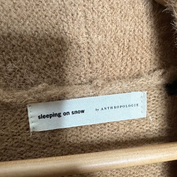 ANTHROPOLOGIE x SLEEPING ON SNOW Long Alpaca Duster Cardigan Tan Sz S {196} - Picture 4 of 5